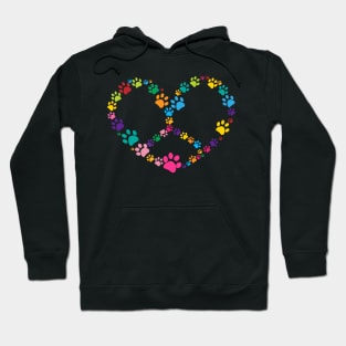 Dog paw print made of colorful heart peace sign Hoodie